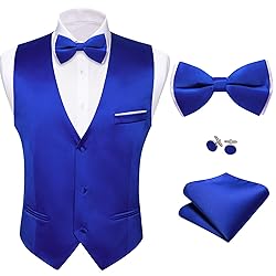 Barry.Wang Mens Royal Blue Formal Suit Vest V-neck