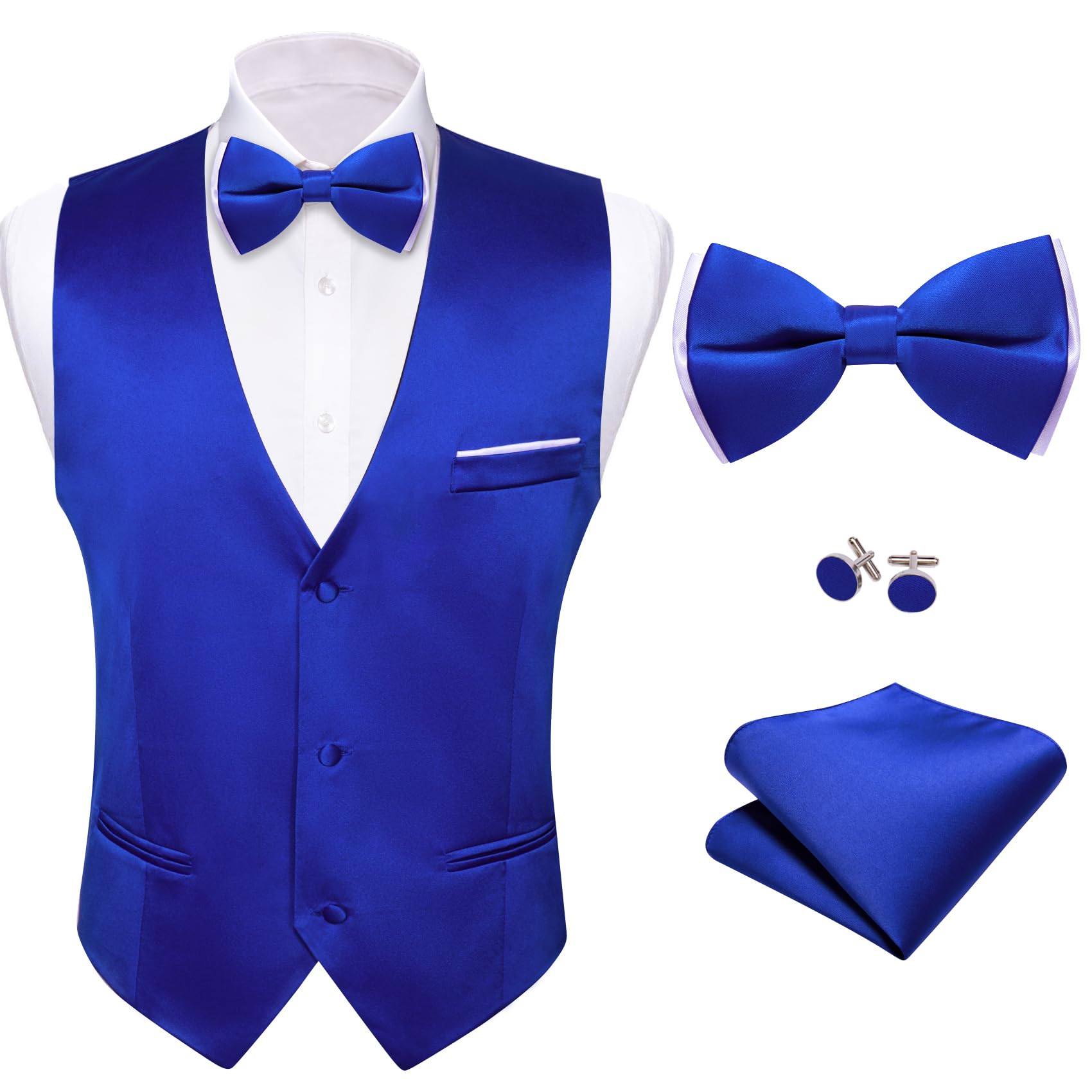 Barry.Wang Mens Royal Blue Formal Suit Vest V-neck