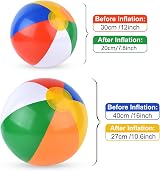 PLULON Rainbow Beach Balls 2 Pack Inflatable Pool Party Summer Fun Adults Kids view 2