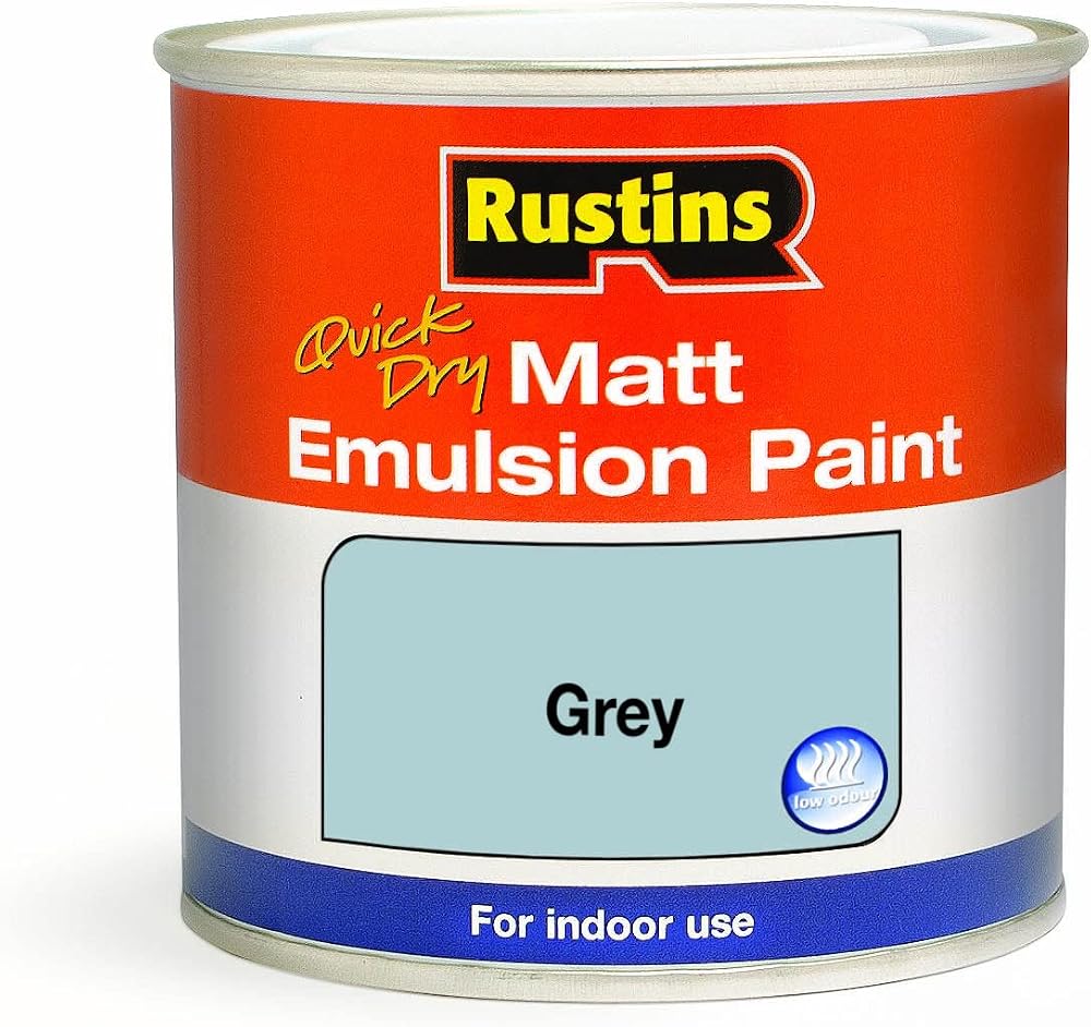Rustins Matt Emulsion Paint Grey 500ml – Water Based Quick Drying