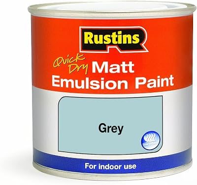 Rustins Matt Emulsion Paint Grey 500ml – Water Based Quick Drying