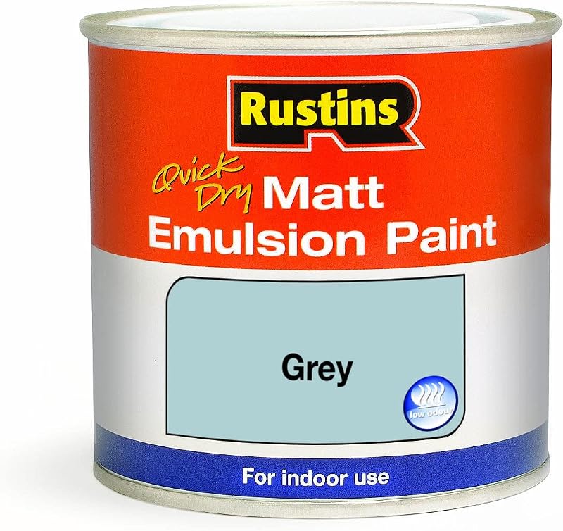 Rustins Matt Emulsion Paint Grey 500ml – Water Based Quick Drying