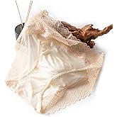 FEELITS 100% Mulberry Silk Underwear, High Rise Bikini Silk Panties, Sexy Lace Briefs for Women