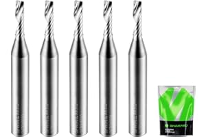 SHARPRO O Flute Upcut Spiral Router Bits 1/4 Inch Shank 1/8 Inch Cutting Dia. Carbide Single Flute CNC Router Bits, Ideal for
