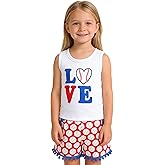 Magic Park 6M-8Y Girls Baseball Short Set Outfits Toddler Love Baseball Vest Shirt Tops Short Pants Kids Summer Clothes