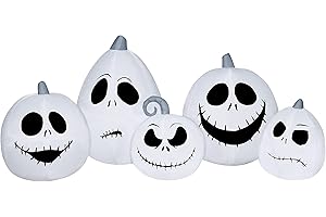 Gemmy Airblown Inflatable Jack Skellington White Pumpkin Collection, 3.5 ft Tall, white