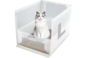 INSERVATION Cat Litter Box with Enclosure,Kitty Litter Box High Side Extra Large Travel Box for Privacy Without Leaking, Easy to Clean Easy to Assemble Foldable 24''L X 16''W X 16''H (White, XLarge)