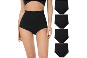 wirarpa Women's Super High Waisted Briefs Underwear Cotton Full Coverage Panties for Women 4 Pack