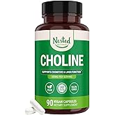 Nested Naturals Choline Bitartrate 500mg - High Potency Choline Supplements - Supports Cognitive Performance & Liver Function - 100% Vegan & Non-GMO Choline - 90 Vegan Capsules