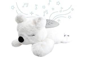 PURE ENRICHMENT PureBaby Sound Sleepers Portable Sound Machine & Star Projector - Plush Sleep Aid for Baby and Toddlers with Soothing Night Light Display, 10 Lullabies, White Noise, and Heartbeat Sounds (Polar Bear)