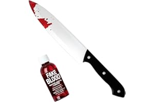 LZAOA Halloween Fake Knife with Fake Blood Fake Knife Prop Se, Spooky Costume Prop for Trick Party, Cosplay, Scary Prank Decor