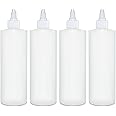 BRIGHTFROM Condiment Squeeze Bottles, 16 OZ Empty Squirt Bottle with Twist Top Cap, Leak Proof - Great for Ketchup, Mustard, Syrup, Sauces, Dressing, Oil, Arts and Crafts, BPA FREE Plastic - 4 PACK