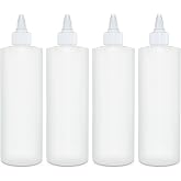 BRIGHTFROM Condiment Squeeze Bottles, 16 OZ Empty Squirt Bottle with Twist Top Cap, Leak Proof - Great for Ketchup, Mustard, Syrup, Sauces, Dressing, Oil, Arts and Crafts, BPA FREE Plastic - 4 PACK