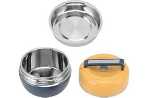Phefop 0.8L Stainless Steel Thermal Lunch Box, 2 Layer Insulated Food Container with Leak Proof Design, for Work Travel Picni