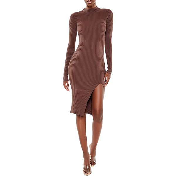 Forever 21 Bodycon Long-Sleeve Dress Brown Small at Amazon Women's Clothing  store