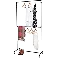 Industrial Pipe Clothing Racks on Wheels Double Hanging Rod Metal Clothing Rack,Heavy Duty Commercial Display Garment Rack,Vintage Retail Rack Hanging Weight Rack, Metal Ballet Rolling Racks,Black