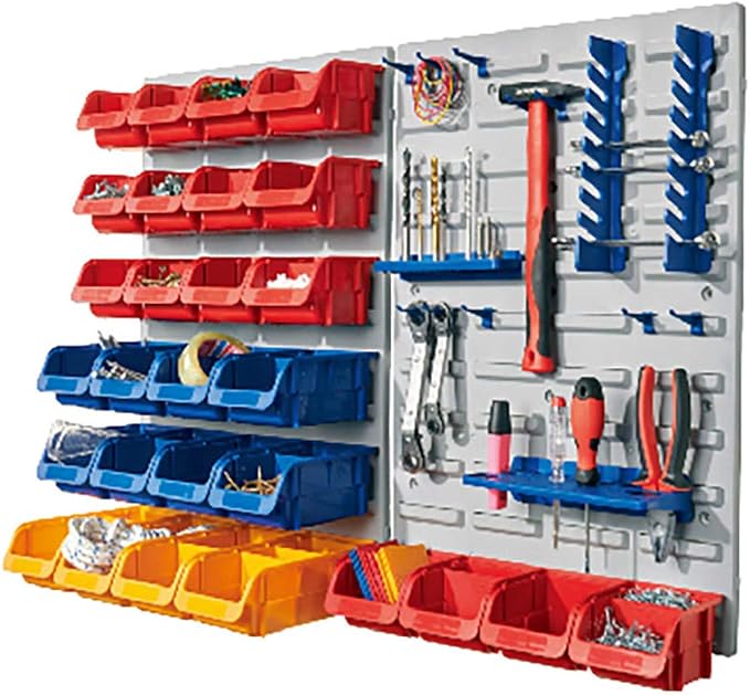 Panneau De Rangement Mural Perforé Noir 25x25 Cm - Organisateur Garage, Atelier, Bureau, En Plastique - 6