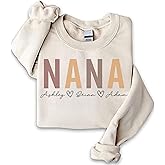 NAZENTI Personalized Grandma Sweatshirt with Kids Names, Grandma Sweatshirt, Custom Mom Gifts, Mothers Day Shirt S-4XL