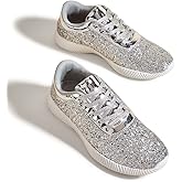 BELOS Women's Glitter Shoes Sparkly Lightweight Metallic Sequins Tennis Shoes Casual Retro Braided Walking Shoes