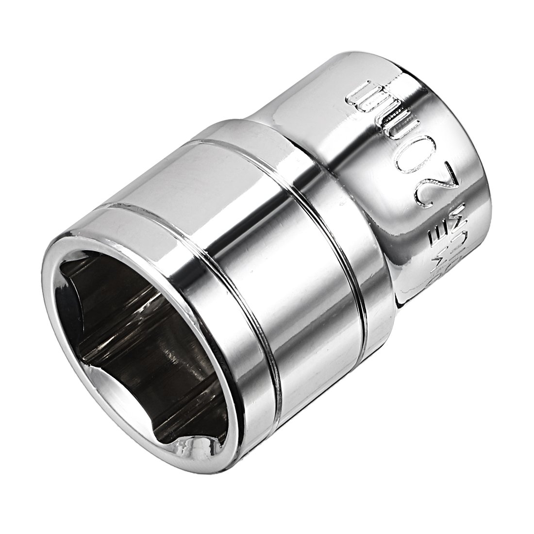 sourcing map 1/2-Inch Drive 20mm 6-Point Shallow Socket, Metric, Cr-V