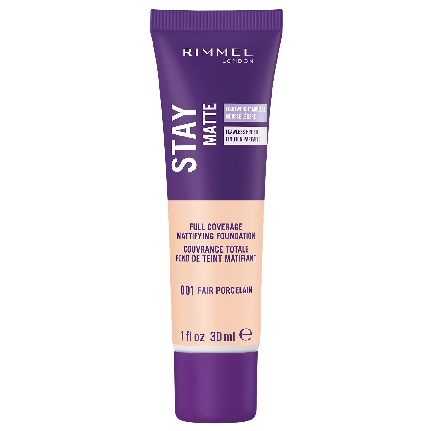 Rimmel London Stay Matte Lightweight Foundation - 001 Fair Porcelain For Women 1 oz Foundation