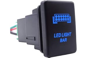 XJMOTO LED Light Push Switch On/Off with Connector Wire Kit Blue Backlit Compatible with Toyota Tacoma Tundra 4Runner