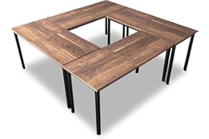 Bonzy Home Conference Tables 6.5ft Meeting Room Study Writing Table Office Computer Desk Save Space Design for 8 People 4PCS Rustic Vintage Brown 78.7"x78.7"x29.5"