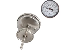 CRBrewBeer Stainless Steel Sanitary Bi Metal Thermometer4" Stem 3" Dial 0 to 200 F Degrees