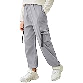 Arshiner Boys Cargo Joggers Pants Kids Elastic Waist Casual Pants Lightweight School Pants with 4 Pockets 5-12 Years