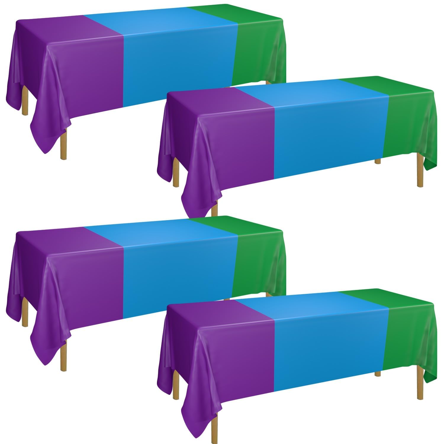 APUXXJUPA 4 PCS Green Blue Purple Tablecloths, Monster Theme Tablecloth for Kid's Gaming Party Decorations Monster Birthday Supplies, 130 x 220 cm