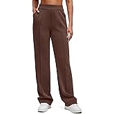 G4Free Smoofit Modal Soft Straight Leg Sweatpants for Women Elastic High Waist Casual Lounge Dress Pants with Pockets