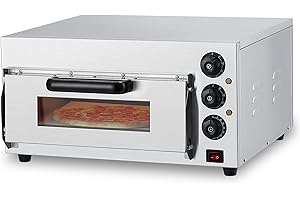 Electric Pizza Oven Countertop, 16 Inch Commercial Pizza Oven with Adjustable Temperature, Pizza Stone, Timer & Oven Light, I
