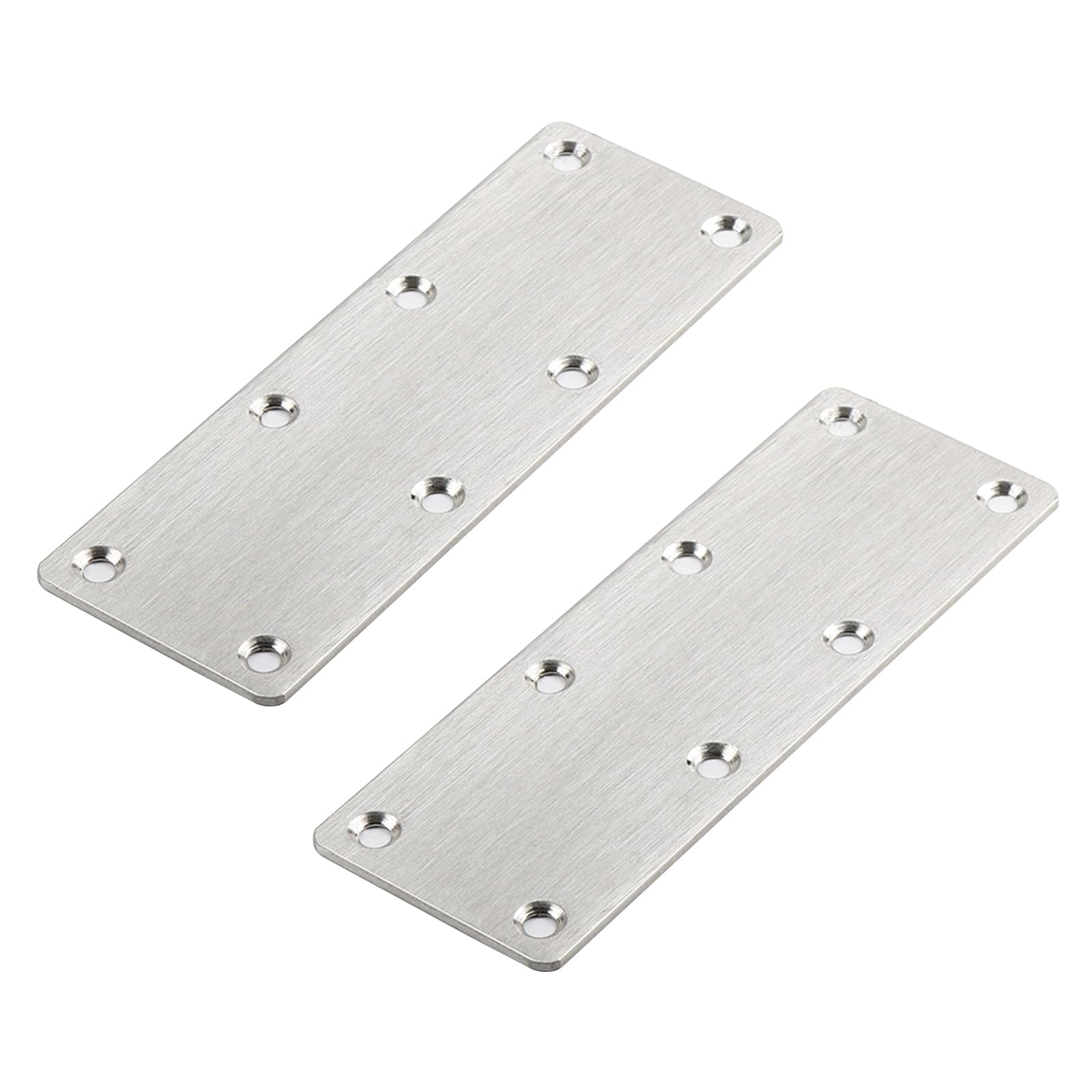 Leliafleury 2Pcs Flat Plate Bracket Stainless Steel Mending Plates Straight Brackets Corner Brace Plates Flat Joining Plates for Repair Fixing Wood Furniture, 50 x 140mm