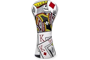 BAIRBRE Golf Club Covers Poker Diamond King Driver Cover Fariway Wood Headcover 3 Wood Hybrid Head Covers Blade Putter Cover Mallet Putter Haedcovers with Magnetic Closure for Most Brand