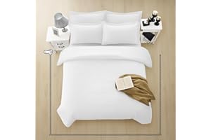 SLEEP-NEST 3 Sided Zipper Duvet Cover - Super King Plus 120x120, Easy On/Off Closure, Soft Cotton 1 Piece Duvet Cover Only, 7 Corner Ties, Breathable, All Season, Oversized King - White