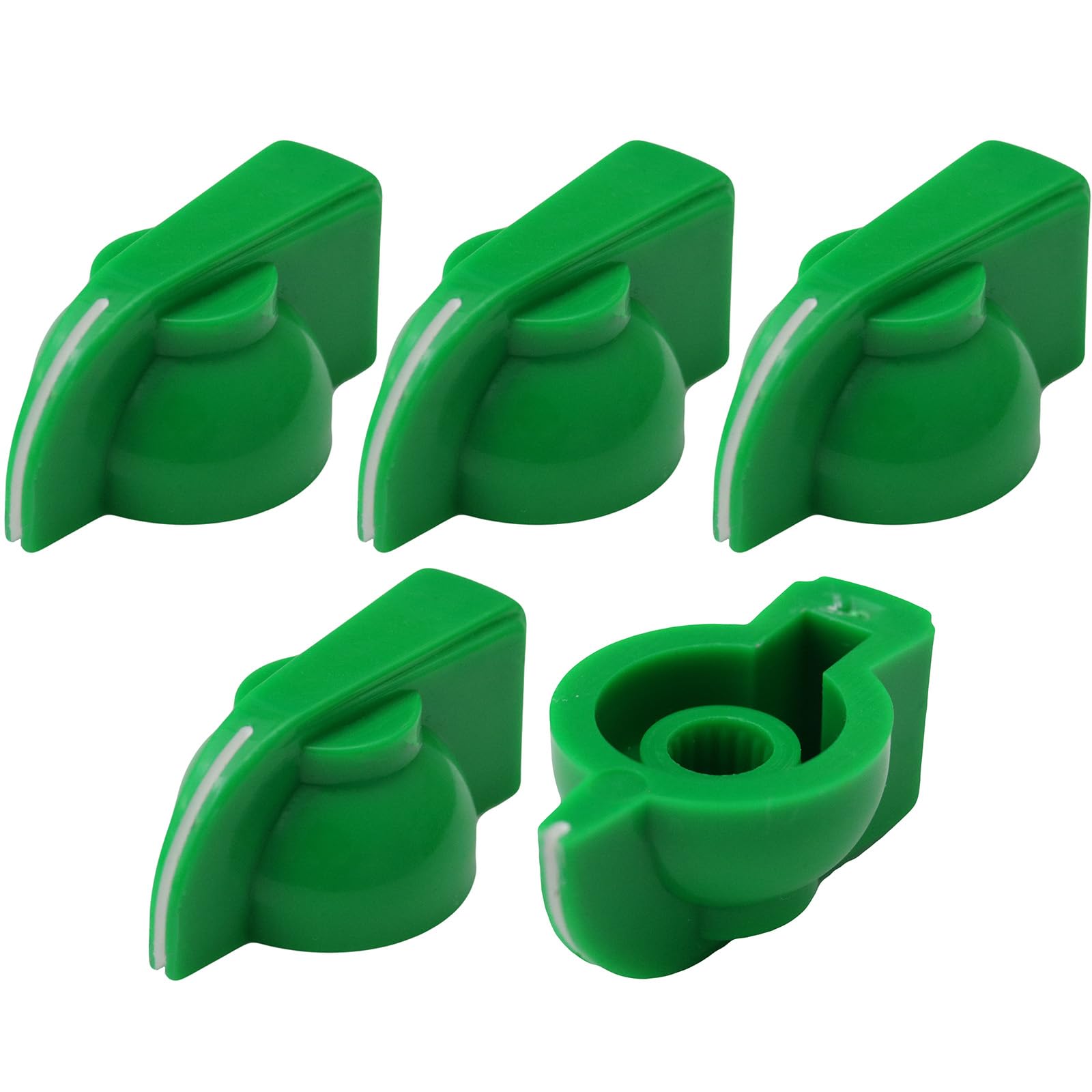 6mm Splined Hole Chickenhead Guitar/Amplifier/Equipment Control Knob Pack of 5 (Green)