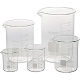 Ackers Boro3.3,Griffin Low Form Scientific Glass Beaker Set-50ml,100ml,250ml,500ml,1000 mL (Pack of 5)
