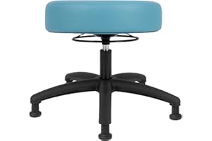 Chair Master 17" Round Vinyl Fabric Stool, Table Height, 360 deg Level Activation, Heavy Duty, Lab, Medical, Garage, Home, Spa, Cleanroom (Glides, Aqua)