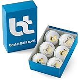 BT Cricket Ball Expert 4-Piece White Cricket Balls, Genuine Leather, Pack of 6