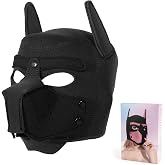 Womalen Adults Neoprene Puppy Hood Mask Pup Play Gear, Removable Cosplay Dog Full Face Pup Hood Pup Mask