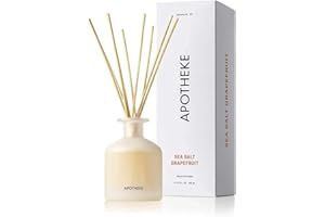 Apotheke Luxury Scented Oil Reed Diffuser for Home (Sea Salt Grapefruit) - Home Fragrance Diffuser Set with Sticks