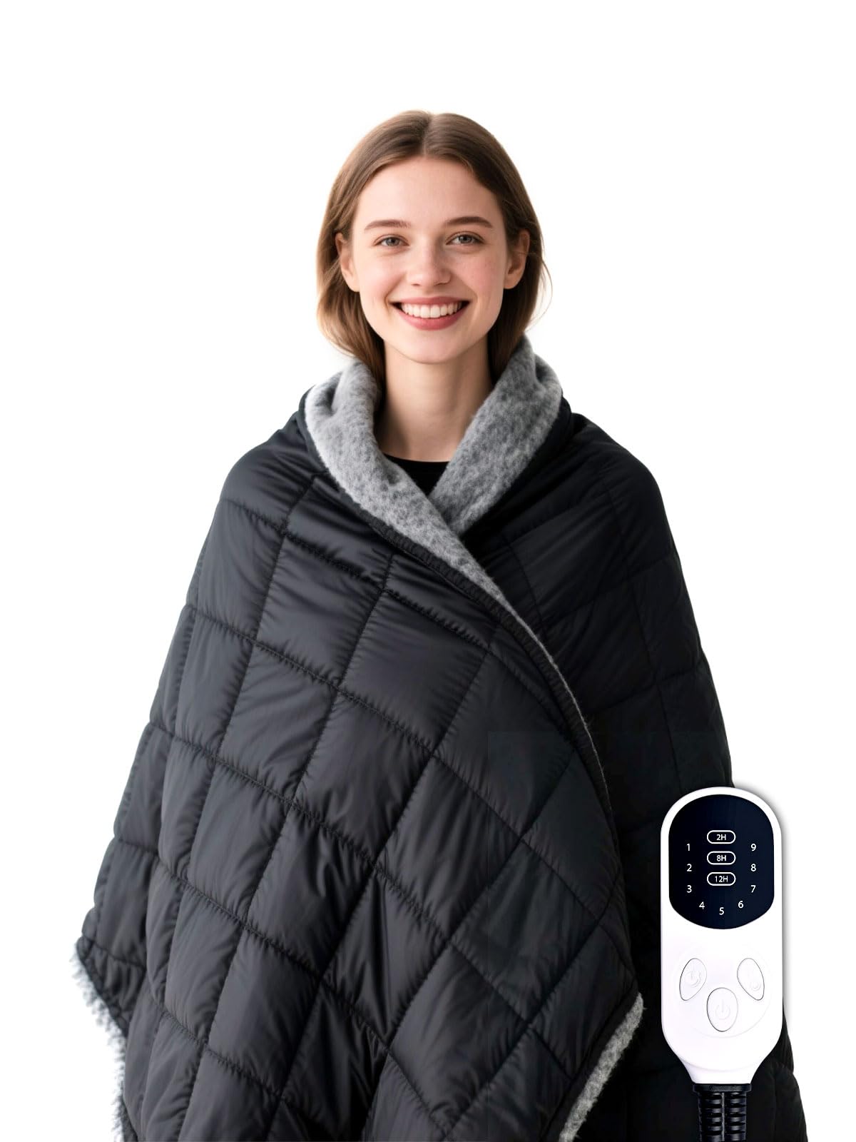Photo 1 of 2 in 1 Reversible Heated Car Blanket 57"x40" Large Heated Blanket 12V Electric Throw Temp Control Auto Off Portable Travel Blanket for Car Truck RV Van Vehicle Winter Outdoor Camping Road Trip Warmer