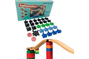 TOY2 Wooden Train Track Accessories - Plastic Track Connectors for Wooden Train Track Set -Educational & Fun Toys for Building Games, STEM Bins & Toy Building Sets Track Connectors Builder Set, Large
