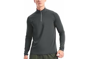 Zengjo 1/4 Zip Pullover Mens Running Shirt Long Sleeve