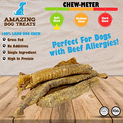 Amazing Dog Treats Lamb Trachea (1820 Count 10 oz) Trachea Dog Chews Natural Source of