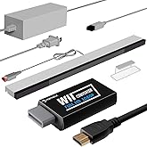 PORTHOLIC 4 in 1 Wii Replacement Cables Set, Wii AC Power Adapter + Wii to hdmi Converter+ Wired Motion Sensor Bar and Composite Audio Video Cable for Nintendo Wii