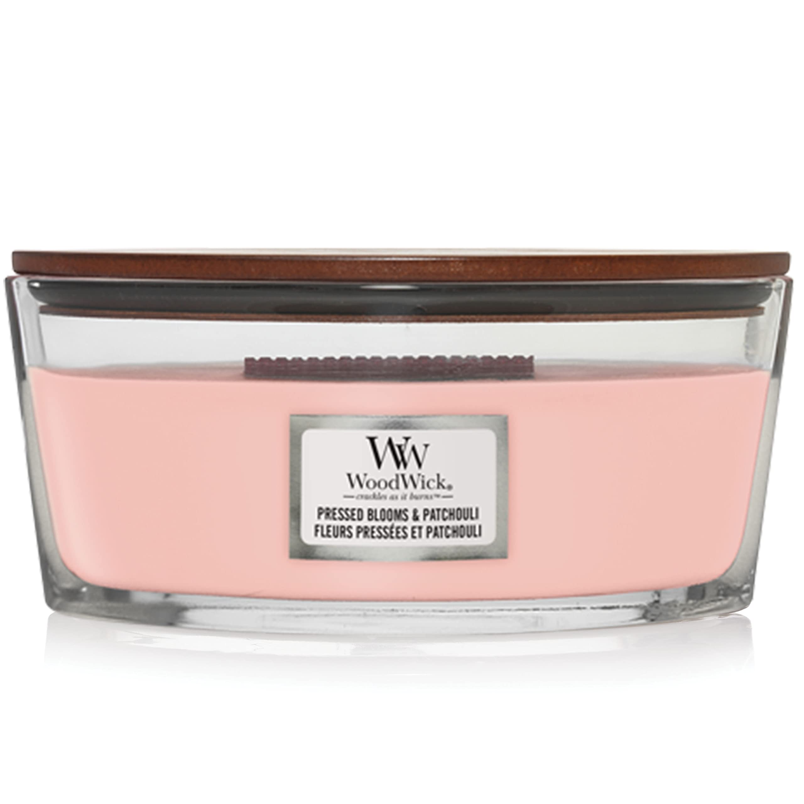 WoodWick Ellipse Scented Candle with Crackling Wick | Pressed Blooms & Patchouli | Up to 50 Hours Burn Time