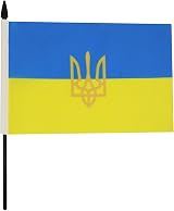 AZ FLAG Ukraine Coat of Arms Table Flag 5x8 in 21x14 cm with Pole view 2