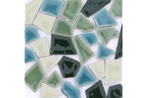 ARTLIFE HOME MosaicTiles for Crafts Blue Assorted Color 200 g Glass Glitter Mosaic Supplies Bulk Shaped Ceramic Shape 0.5x2 cm, Green Color Mixing