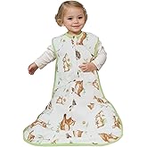 Toddler Muslin Cotton Sleep Sack 0.5-0.7 TOG – Sleeveless Wearable Blanket for Baby & Toddler (3-5T), Breathable Lightweight Sleep Sack with 4-Layer Front & 2-Layer Back, Soft All-Season Sleeping Bag